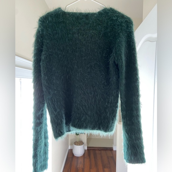 JOA V neck Pullover Teddy Eyelash Fuzzy Sweater - Picture 2 of 4
